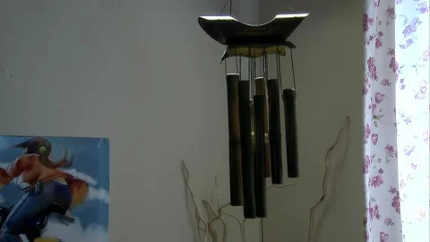 Wind chimes hanging indoors Stock Footage 253773208