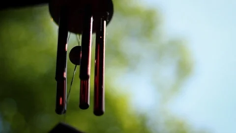 Wind Chimes in Light Wind (with sound) Stock Footage 100981073
