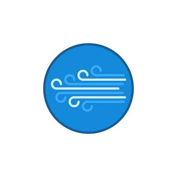 Wind in Circle vector concept blue simple icon or sign Stock Illustration