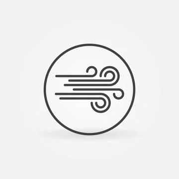 Wind in Circle vector concept icon in outline style Illustrazione stock