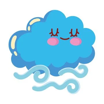 Wind cloud kawaii weather Stock Illustration