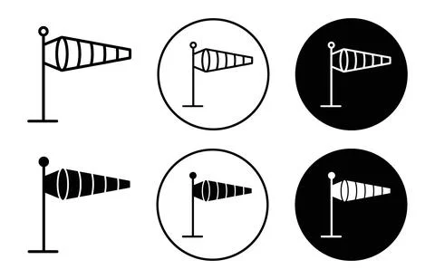 Wind cone Icon Outline flat Icon Stock Illustration