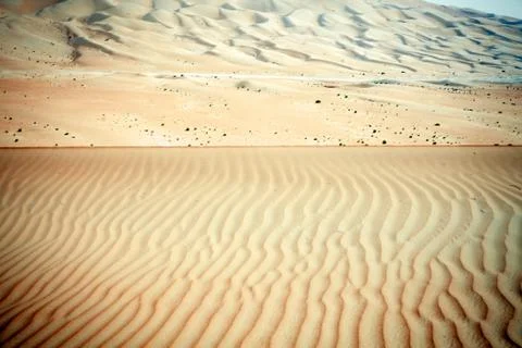 Wind created patterns in the sand dunes of Liwa oasis, United Arab Emirates Stock Photos