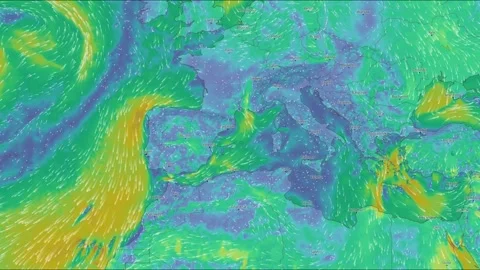 Wind currents in Europe Stock Footage 201622067