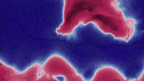 Wind Currents Weather Forecast Pressure Map Motion Graphics 4K Video Stock Footage 339842262