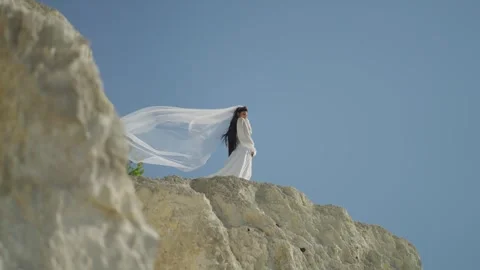 The wind develops the bride's veil Stock Footage 251001850