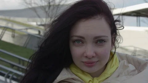 The wind develops the hair Stock Footage 74639331