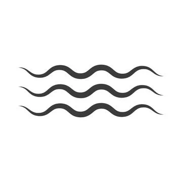 Wind direction of air movement sign, black curl lines silhouette sign of Stock Illustration
