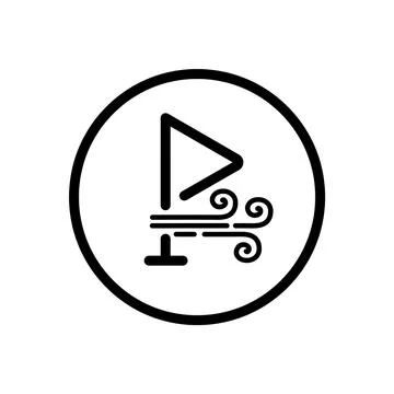Wind direction and flag. Outline icon in a circle. Weather vector illustratio Stock Illustration