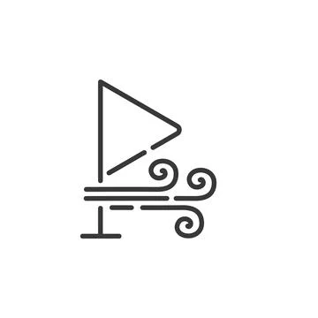 Wind direction and flag thin line icon. Isolated weather vector illustration Stock Illustration