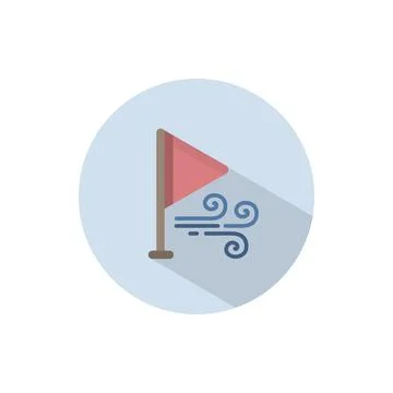 Wind direction and red flag. Flat icon on a circle. Weather vector illustrati Stock Illustration
