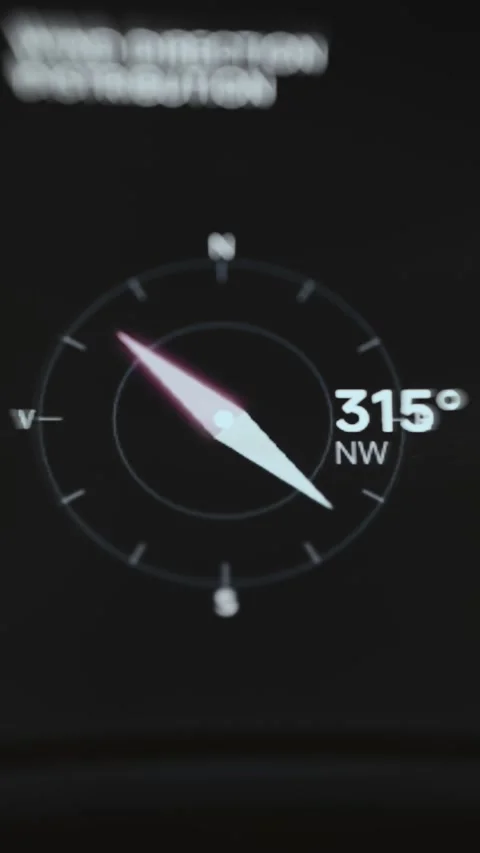 Wind Direction Compass Pointing 315 Degrees Northwest 4K Stock Footage 341313082