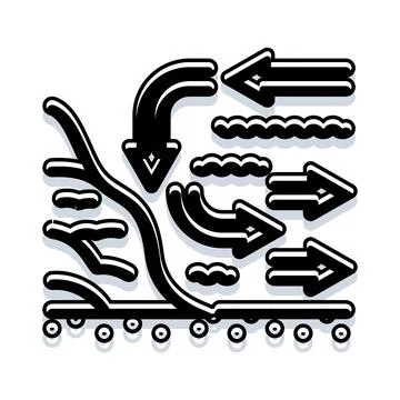 Wind direction flowing weather forecast icons Stock Illustration