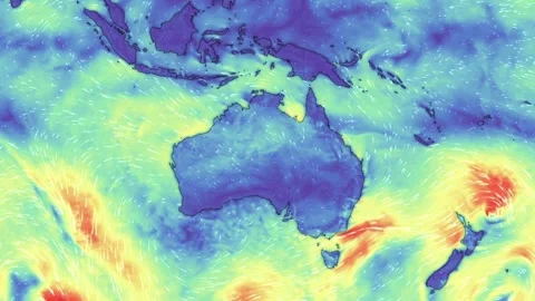 Wind direction map in australia Stock-Footage 309442482