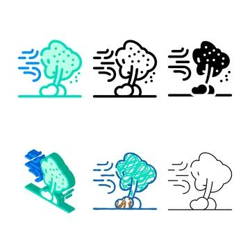 Wind disaster set color icon vector Stock Illustration