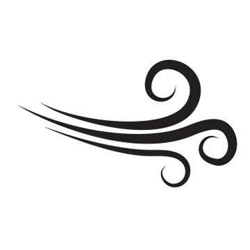 Wind doodle icon. Hand drawn blowing air symbol. Windy blow isolated on white Stock Illustration