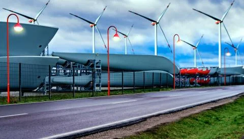 Wind-driven generator and lamps Stock Photos