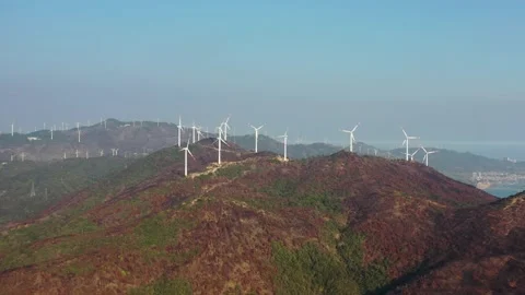 Wind-driven generator on the hill, China Stock-Footage 152027868
