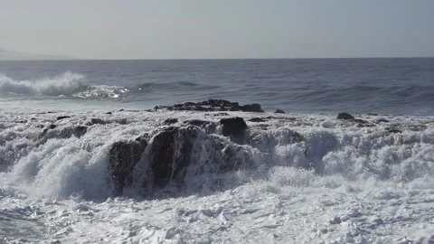 Wind-driven waves, also known as surface waves. Gran Canaria Island, Spain. Stock Footage 130914802