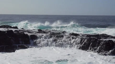 Wind-driven waves, also known as surface waves. Gran Canaria Island, Spain. Stock Footage 130914829