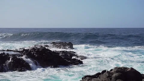 Wind-driven waves, also known as surface waves. Gran Canaria Island, Spain. Stock Footage 130914861