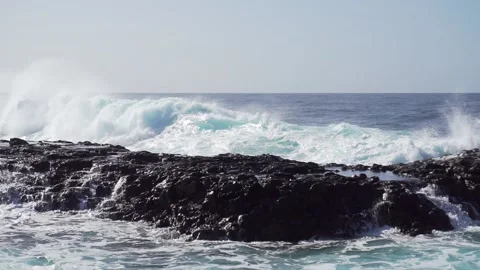 Wind-driven waves, also known as surface waves. Gran Canaria Island, Spain. Stock Footage 130914878