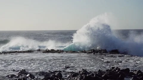 Wind-driven waves, also known as surface waves. Gran Canaria Island, Spain. Stock Footage 130914970