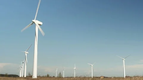 Wind Electric Generating Windmills Stock Footage 72980572