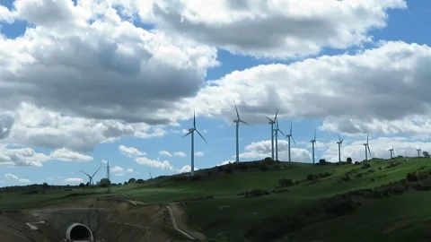 Wind electric turbines in action, 20/04/2026 Stock Footage 333411451