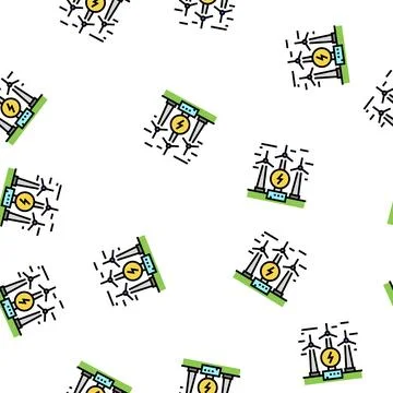 Wind electricity construction vector seamless pattern Stock Illustration