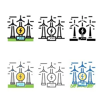Wind electricity types construction color icon vector Stock Illustration