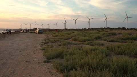 Wind energies at sunset 動画素材 148028144