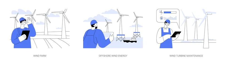 Wind energy abstract concept vector illustrations. Stock Illustration