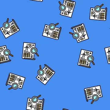 Wind energy analysis audit vector seamless pattern Stock Illustration