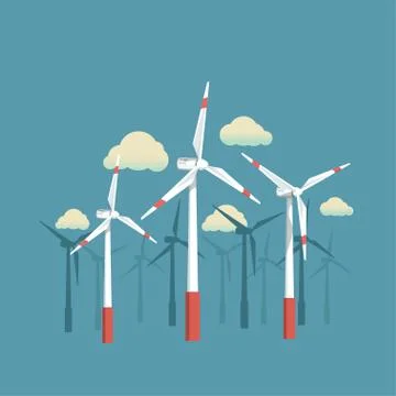 Wind energy on blue Stock Illustration