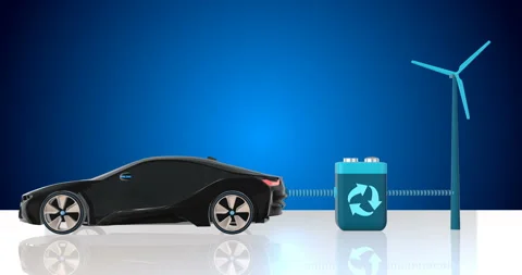 Wind Energy Charge Car - concept - loopable Stock Footage 162460138