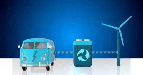 Wind Energy Charge Van - concept - loopable Video stock 162456256