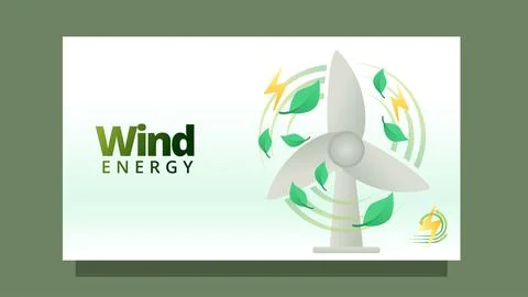 Wind energy concept. wind mill with leafs vector illustration Illustrazione stock