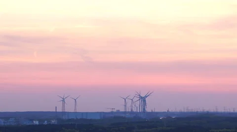 Wind energy during sunset Stock Footage 64728777
