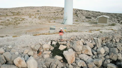 Wind energy engineer testing, controlling and supervising the functioning Stock Footage 160515509