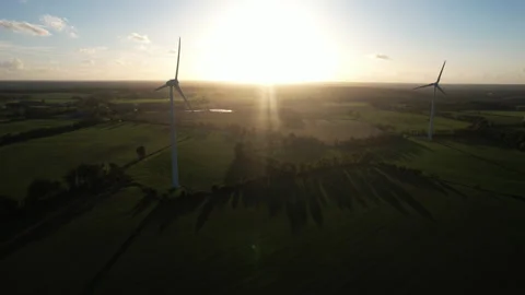 Wind Energy Farm in Sunset Light Stock Footage 319998485
