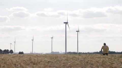 Wind energy on a field. Stock Footage 39995034