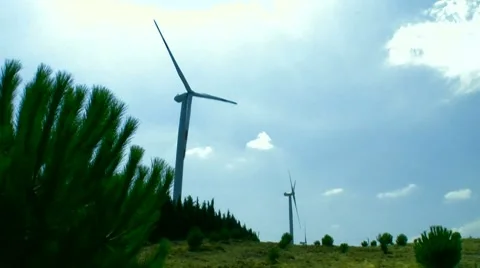 Wind energy forest land Stock Footage 8601979