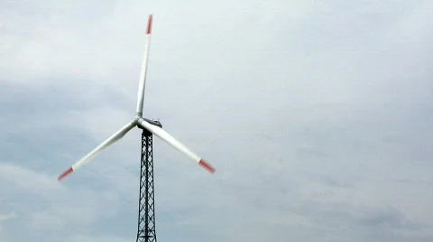 Wind energy generator close up Stock Footage