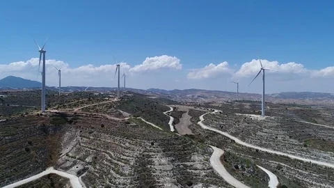 Wind energy on the hills. Stock Footage 78365576