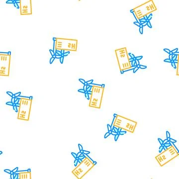Wind energy hydrogen production vector seamless pattern Stock Illustration