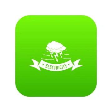 Wind energy icon green vector Stock Illustration