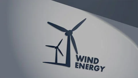 Wind energy logo wall Video stock 337066662