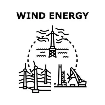Wind energy production development global sustainability concept Stock Illustration