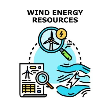 Wind energy resources evaluating generation planning concept Stock Illustration